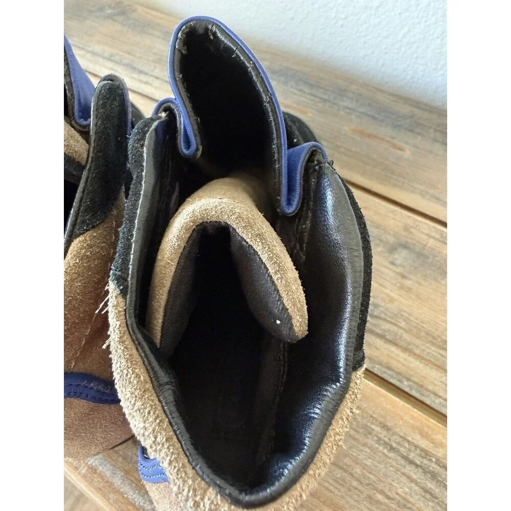 Coach Dreama Sneakers Suede Strap Wedges Size 6B Blue/Black/Tan - Picture 9 of 9